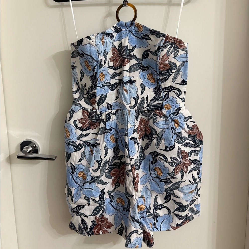 Old Navy Strapless Floral Romper in Light Blue, White & Brown